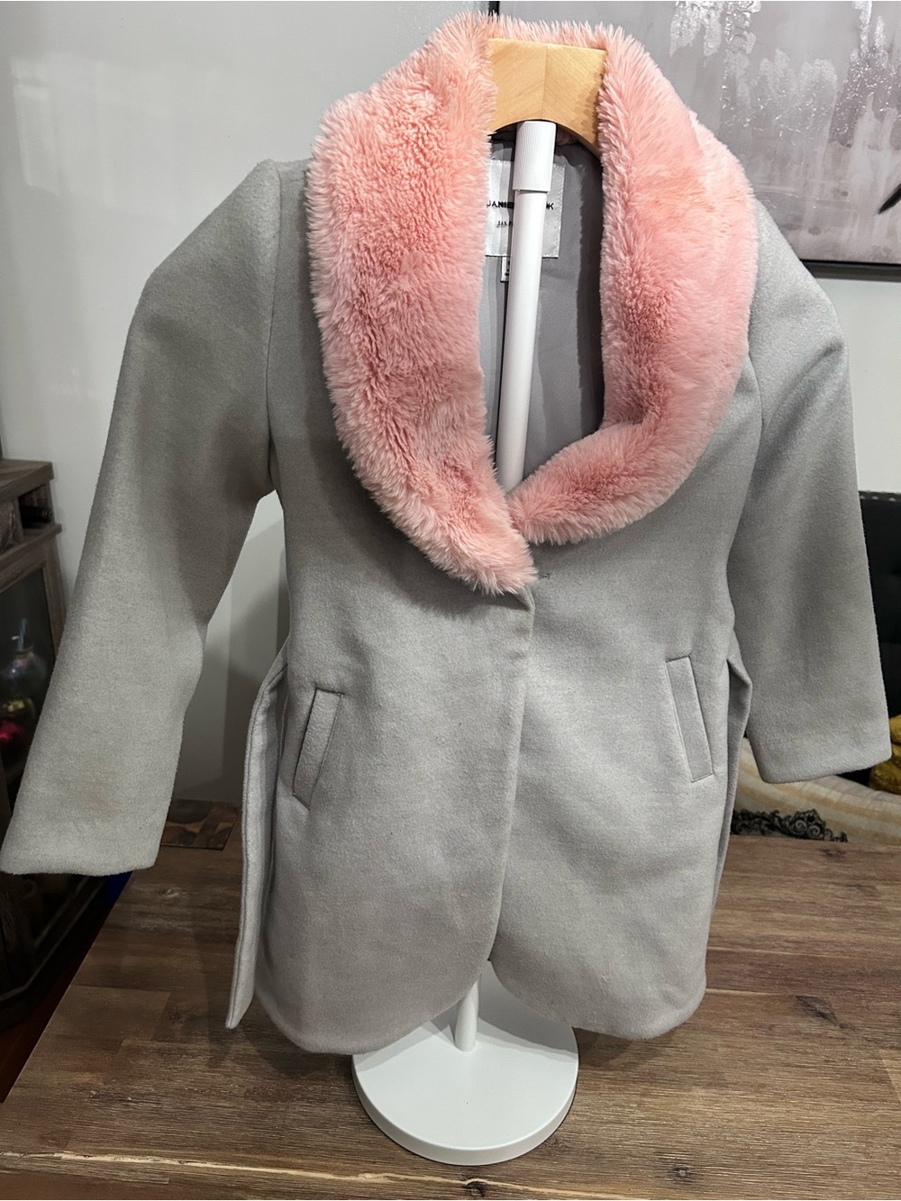 Janie and Jack Blush Pink Faux Fur Collar Jacket